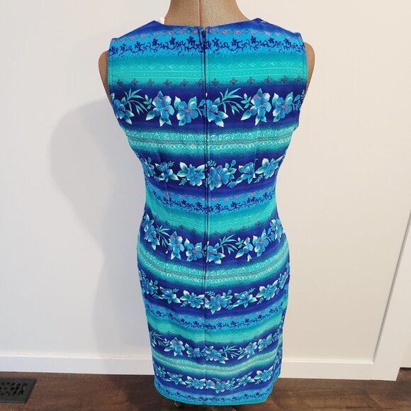 Sag Harbor Blue Waves Beachy Tropical Casual Sleeveless Dress Size 10P Short - Picture 5 of 8